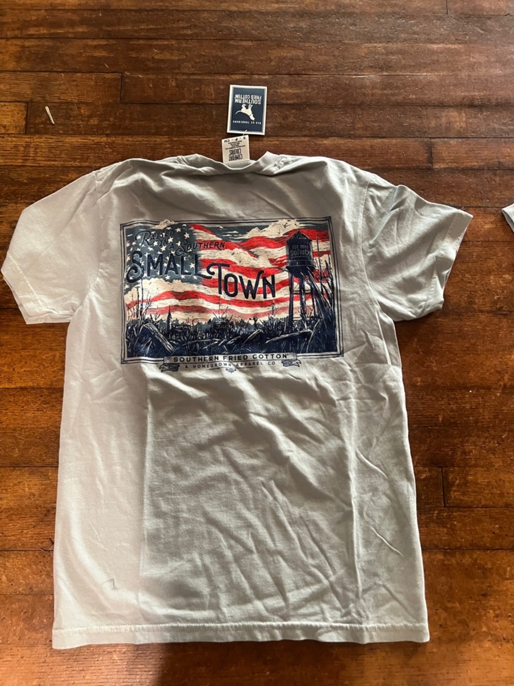 NWT Southern Fried Cotton White Short-Sleeve "Small Town" Graphic Tee